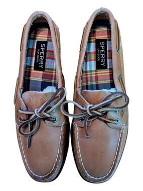 Sperry A/O Sahara Boat Shoes Womens 7 Brown Leather 2-Eye Top Sider New